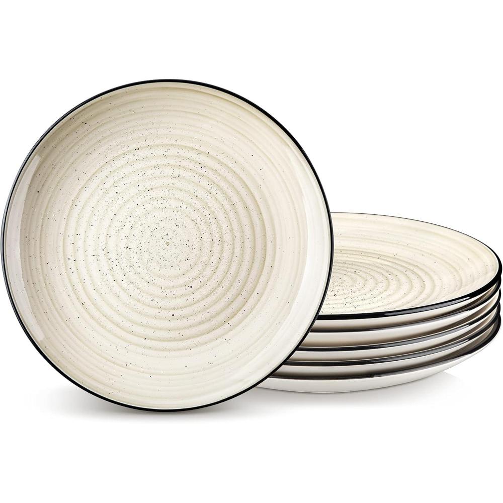 imagevancasso Bonbon Dinner Plates Set of 6 105 Inch Dish Set Beige Ceramic Plates Microwave ampamp Dishwasher SafeBeige