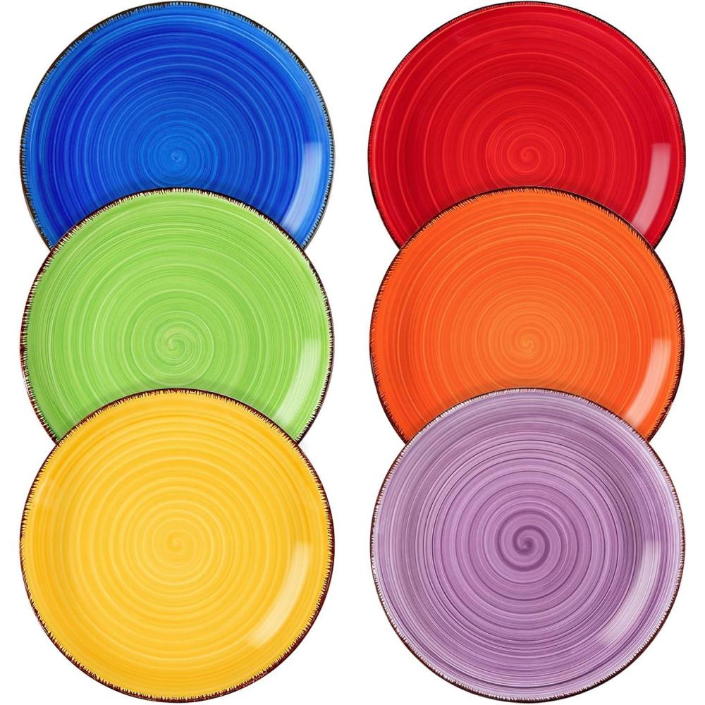 imagevancasso Bonita Blue Salad Plate Set of 6 75 Inch Ceramic Dinner Plate Dishwasher and Microwave SafeWarm Color