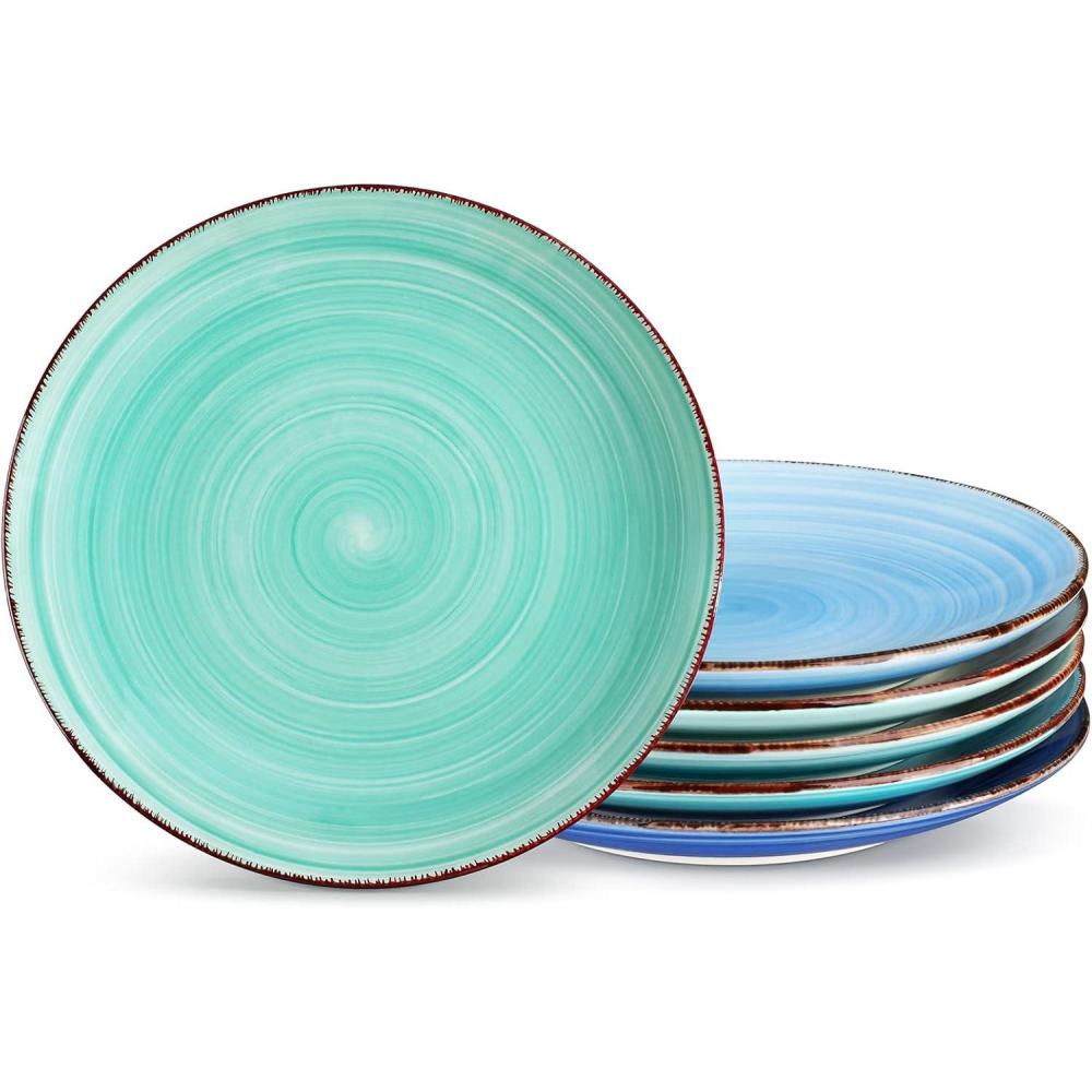 imagevancasso Bonita Dinner Plate Set 105 Inch Ceramic Plates Colorful Salad Plates set of 6 Microwave Oven and Dishwasher Safe Assorted ColorCool Color