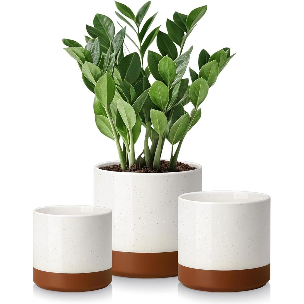 imagevancasso Ceramic Plant Pots 425525625 Inch Planter Pot with Drainage Hole Flower Pots for Indoor Outdoor Plants Set of 3 BlueKhaki