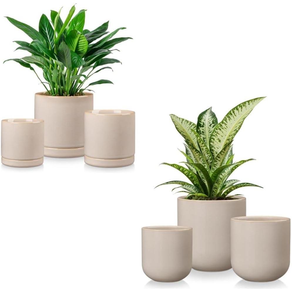 imagevancasso Ceramic Plant Pots 6 Pieces Planters for Indoor Plants 456 Inch Flower Pots with Drainage