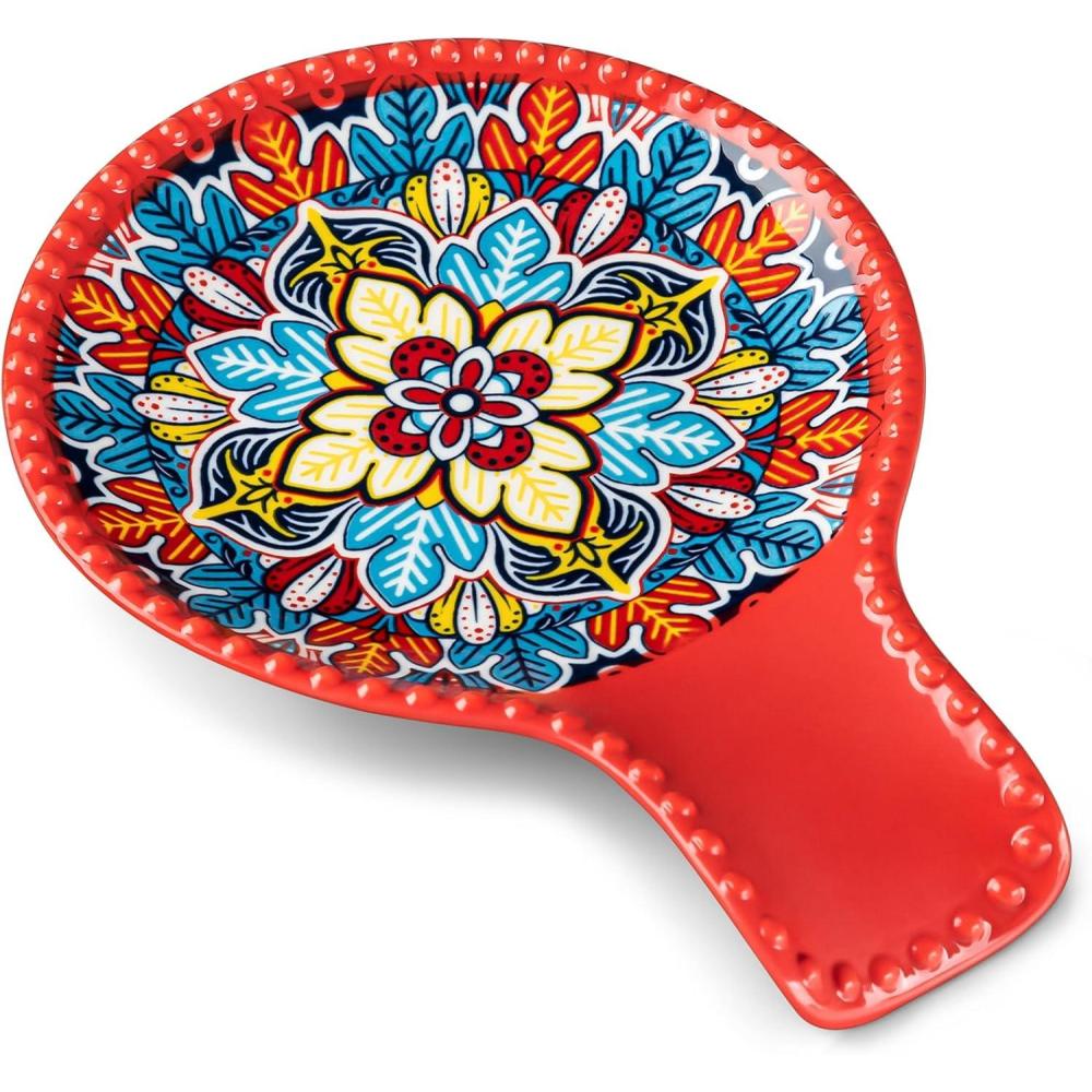 imagevancasso Ceramic Spoon Rest for Stove Top 77 Inch Cooking Spoon Holder for Kitchen Counter Decor Spoon Holder for Coffee Spoon Rest Spoon Cradle Spatula Spoons or Tongs Decorations BlueRed