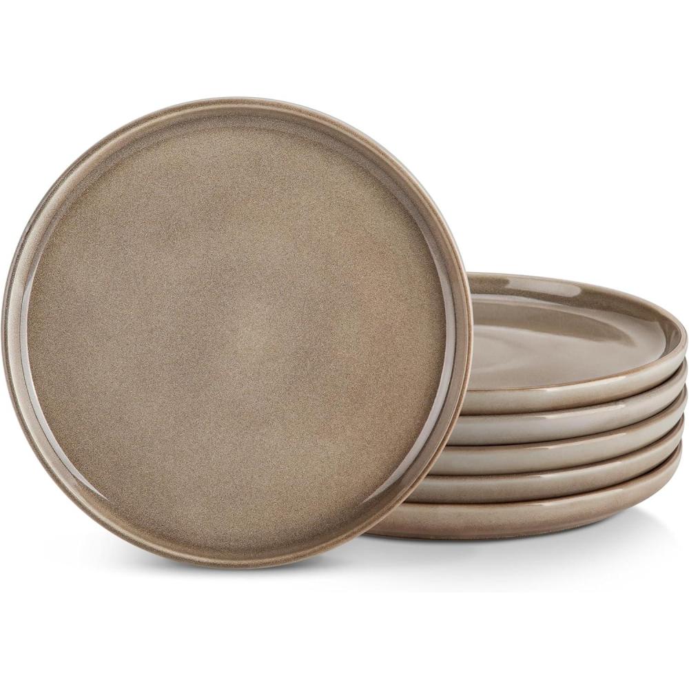 imagevancasso VAGE Dinner Plates Set of 6 1025 Inch Ceramic Plates Microwave Oven and Dishwasher Safe Plates BlueBrown