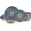 vancasso 18 Pieces Dinnerware Sets, Plates and Bowls Set, Porcelain Dishes Set for 6, Microwave and Dishwasher Safe, Scratch Resistant, Bohemian Style Dining Ware Service for 6, Series SIMI(Bohemian Red)