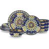 vancasso 18 Pieces Dinnerware Sets, Plates and Bowls Set, Porcelain Dishes Set for 6, Microwave and Dishwasher Safe, Scratch Resistant, Bohemian Style Dining Ware Service for 6, Series SIMI(Bohemian Blue)