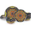vancasso 18 Pieces Dinnerware Sets, Plates and Bowls Set, Porcelain Dishes Set for 6, Microwave and Dishwasher Safe, Scratch Resistant, Bohemian Style Dining Ware Service for 6, Series SIMI(Bohemian Dark Green)