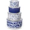 vancasso 36 Oz Ceramic Serving Bowls with Lids Set of 4, Porcelain Lunch Bowls with Lids for Food Storage, Prep Bowl for Kitchen, Microwave & Dishwasher Safe,Series SELENE(60+36+20+10 (OZ))