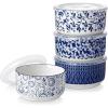 vancasso 36 Oz Ceramic Serving Bowls with Lids Set of 4, Porcelain Lunch Bowls with Lids for Food Storage, Prep Bowl for Kitchen, Microwave & Dishwasher Safe,Series SELENE(36 OZ(4PCS))