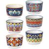 vancasso 6 Oz Ramekins Oven Safe Set of 6, Bohemian Creme Brulee Ramekins, Colorful Souffle Dishes, Pudding Custard Cups for Baking, Small Ceramic Bowls for Dipping Sauce, Ice Cream(6 Oz)