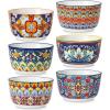 vancasso 6 Oz Ramekins Oven Safe Set of 6, Bohemian Creme Brulee Ramekins, Colorful Souffle Dishes, Pudding Custard Cups for Baking, Small Ceramic Bowls for Dipping Sauce, Ice Cream(8 Oz)
