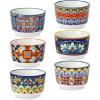 vancasso 6 Oz Ramekins Oven Safe Set of 6, Bohemian Creme Brulee Ramekins, Colorful Souffle Dishes, Pudding Custard Cups for Baking, Small Ceramic Bowls for Dipping Sauce, Ice Cream(4 Oz)