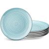 vancasso Bonbon Dinner Plates Set of 6, 10.5 Inch Dish Set, Beige Ceramic Plates, Microwave & Dishwasher Safe(Blue)