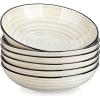 vancasso Bonbon Pasta Bowls Set of 6, 38 Oz Ceramic Salad Bowls, Wide and Shallow Bowls Set, Large Serving Bowls for Kitchen, Beige(Beige)