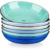 vancasso Bonbon Pasta Bowls Set of 6, 38 Oz Ceramic Salad Bowls, Wide and Shallow Bowls Set, Large Serving Bowls for Kitchen, Beige(Cool Color)