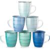 vancasso Bonita 12 Oz Coffee Mugs Set of 6, Ceramic Coffee Cups for Cappuccino, Latte, Tea, Cocoa, Warm Color(Blue)