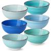 vancasso Bonita 12 Oz Small Bowls Set of 6, Ceramic Mini Dessert & Dipping Dishes, 5″ Kids Bowls for Dip and Snacks, Dishwasher & Microwave Safe, Blue(Cool Color)