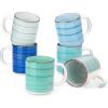 vancasso Bonita Ceramic Coffee Mug Set of 6,16 Oz Coffee Cups with Large Handle for Tea,Latte,Cappuccino,Milk,Cocoa,Dishwasher&Microwave Safe(Blue)(Blue)
