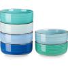 vancasso Bonita Cereal Bowl Set of 6, 24 Oz Ceramic Bowls for Kitchen, Dishwasher & Microwave Safe Bowls for Soup, Cereal, Dessert, Fruit, Blue Colored Bowl Set(Blue)