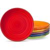 vancasso Bonita Dinner Plate Set, 10.5 Inch Ceramic Plates, Colorful Salad Plates set of 6, Microwave Oven and Dishwasher Safe, Assorted Color(Warm Color)