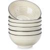 vancasso Bowls Set of 6, Ceramic Cereal Bowls, 28 Oz Bonbon Beige Handpainted Spirals Pattern Soup Bowls for Kitchen, Dishwasher & Microwave Oven Safe