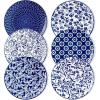 vancasso Ceramic Dinner Plates Set of 6, Large Vintage Plates 10.25 Inch Set of 6 for Kitchen, Porcelain Blue and White Plates for Kitchen, Microwave Oven Dishwasher Safe, Vintage Gift, Blue(Blue)