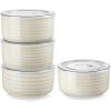 vancasso Ceramic Mixing Bowls with Lids Set of 4, Airtight Nesting Serving Bowls for Food Storage, Meal Prep, Leftovers, Microwave and Dishwasher Safe, 60/36/20/10 oz, Stylish and Functional Design(Beige)