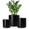 vancasso Ceramic Plant Pots, 4.25+5.25+6.25 Inch Planter Pot with Drainage Hole, Flower Pots for Indoor Outdoor Plants, Set of 3, Blue(Black)