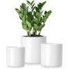 vancasso Ceramic Plant Pots, 4.25+5.25+6.25 Inch Planter Pot with Drainage Hole, Flower Pots for Indoor Outdoor Plants, Set of 3, Blue(White)