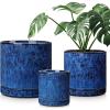 vancasso Ceramic Planters, Plant Pots for Indoor Plants, 6.25+8.25+10.25 Inch Ceramic Pots for Plants, Flower Pots with Drainage Holes (Gray, 6.25+8.25+10.25 Inch)(Blue)
