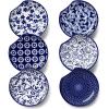 vancasso Ceramic Spoon Rest for Stove Top, 6-Pack Blue and White Floral Spoon Holder Set for Kitchen Counter, Heat-Resistant Utensil Rest for Spoons & Spatulas, 4.8 Inch Farmhouse Decor