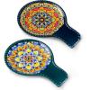 imagevancasso Ceramic Spoon Rest for Stove Top 77 Inch Cooking Spoon Holder for Kitchen Counter Decor Spoon Holder for Coffee Spoon Rest Spoon Cradle Spatula Spoons or Tongs Decorations BlueDark