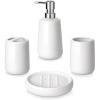 vancasso Green Bathroom Accessories Set, Ceramic Soap Dispenser and Toothbrush Holder Sets, Stoneware 4 Pcs Bathroom Sink Set for Modern Home Decor, Series Starry(White)