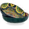 vancasso Large Serving Bowls, 78 Oz Extra Large Salad Bowls Set of 2, Bohemian Decorative Bowls for Salad, Fruit, Pasta and Dinner, Serving Dishes Set for Party, Dishwasher & Microwave Safe－Red(Green)
