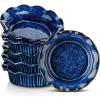 vancasso Mini Pie Pans Set of 6, 5.2 inch Ceramic Small Pie Plate for Baking, Shallow Ramekins Mini Pie Dish with Ruffled Edge for Chicken Pot Pie, Cake, Quiche, Tart, Cream Colored(Blue)