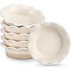 vancasso Mini Pie Pans Set of 6, 5.2 inch Ceramic Small Pie Plate for Baking, Shallow Ramekins Mini Pie Dish with Ruffled Edge for Chicken Pot Pie, Cake, Quiche, Tart, Cream Colored(Cream)