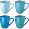 vancasso Navia Coffee Mug Set of 4, Ceramic 12 Oz Coffee Cups for Cappuccino, Latte, Tea, Multi Blue