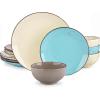 vancasso Navia Dinnerware Sets, Stoneware Plates and Bowls Sets, Dinner Salad Dessert Plates and Cereal Bowls Set, Dishes Set for 4, Spray Spot Patterned, Multi-Color(Multicolor)