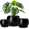 vancasso Plant Pots, 7.3 + 9.6 + 11.6 inch, Set of 3, Ceramic Garden Planters Indoor Flower Pot, White(Black)