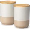 vancasso Sabine Ceramic Canister Set with Airtight Wood Lids – 3-Piece Kitchen Storage for Flour, Sugar, Coffee, Tea & Spices – Modern Countertop Decor(2 x 74 OZ)