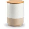 vancasso Sabine Ceramic Canister Set with Airtight Wood Lids – 3-Piece Kitchen Storage for Flour, Sugar, Coffee, Tea & Spices – Modern Countertop Decor(74 OZ)