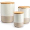 vancasso Sabine Ceramic Canister Set with Airtight Wood Lids – 3-Piece Kitchen Storage for Flour, Sugar, Coffee, Tea & Spices – Modern Countertop Decor(18/36/74 OZ)