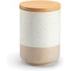 vancasso Sabine Ceramic Canister Set with Airtight Wood Lids – 3-Piece Kitchen Storage for Flour, Sugar, Coffee, Tea & Spices – Modern Countertop Decor(18 OZ)