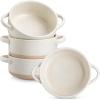 vancasso Sabine French Onion Soup Bowls with Handles, 30 Oz Large Soup Bowls for Cereal, Pasta,Stew, Oven Safe Soup Sowls, Soup Crocks Set of 4, Cream Beige(Beige)