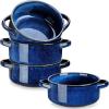 vancasso Sabine French Onion Soup Bowls with Handles, 30 Oz Large Soup Bowls for Cereal, Pasta,Stew, Oven Safe Soup Sowls, Soup Crocks Set of 4, Cream Beige(Blue)