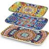 vancasso Serving Platters Set of 3, 16″/14″/12″ Inch Rectangular Trays – Serving Platter Extra Large, Bohemian Ceramic Serving Dish for Entertaining Food, Microwave & Dishwasher Safe, Colorful(Vintage)