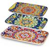 vancasso Serving Platters Set of 3, 16″/14″/12″ Inch Rectangular Trays – Serving Platter Extra Large, Bohemian Ceramic Serving Dish for Entertaining Food, Microwave & Dishwasher Safe, Colorful(Colorful)