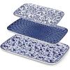 vancasso Serving Platters Set of 3, 16″/14″/12″ Inch Rectangular Trays – Serving Platter Extra Large, Ceramic Serving Dish Microwave & Dishwasher Safe (Vintage Blue B)(Vintage Blue A)