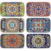 vancasso Simi 9.5 Inch Rectangular Dinner Plates Set of 6 – Bohemian Floral Design in 6 Vibrant Colors, Microwave & Dishwasher Safe Porcelain Plates for Salad, Appetizers, Entertaining(8.5 Inch)