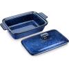 vancasso Starry 3.8 Quart Casserole Baking Dish, large lasagna pan with lid, 9×13 inch Stoneware casserole with lid, Microwave, Dishwasher Safe, Blue(Blue)