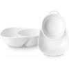 vancasso Starry Chip and Dip Bowl, Anti-Soggy Cereal Bowl, Soup and Sandwich Plate Combo, Breakfast Powls, Divided Snack Bowls, 2 Pack(White)(White)